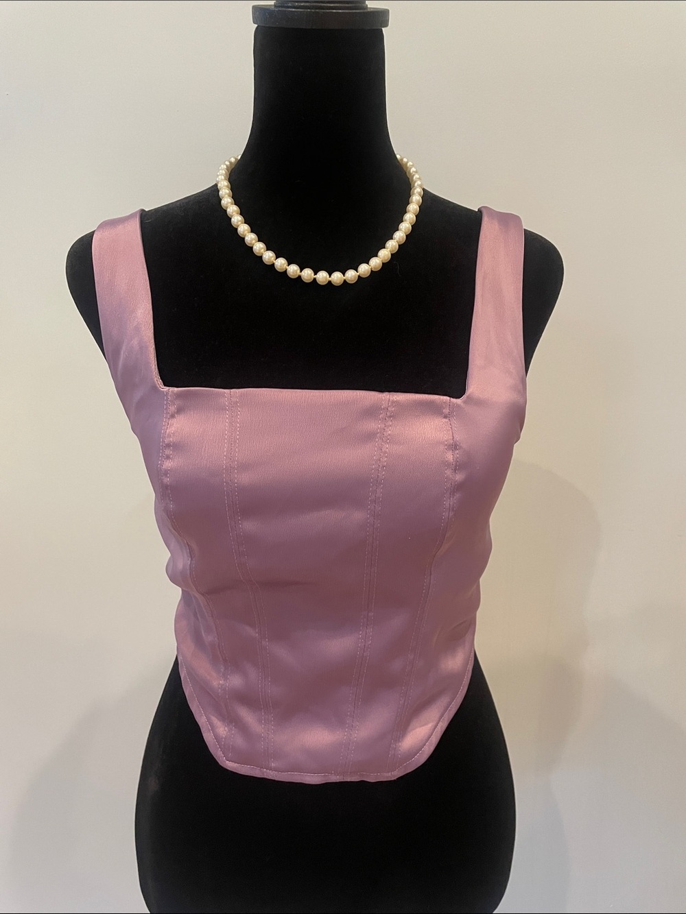 wild fable Satin Square-Neck Crop Cami in purple